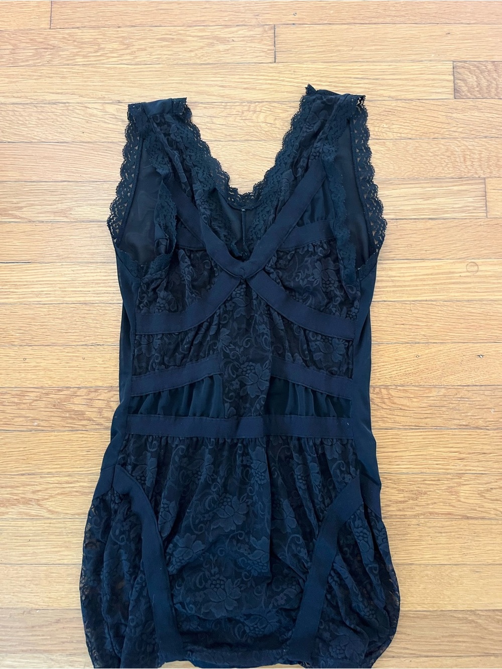 Frederick's of Hollywood Black Lace V-Neck Chemise